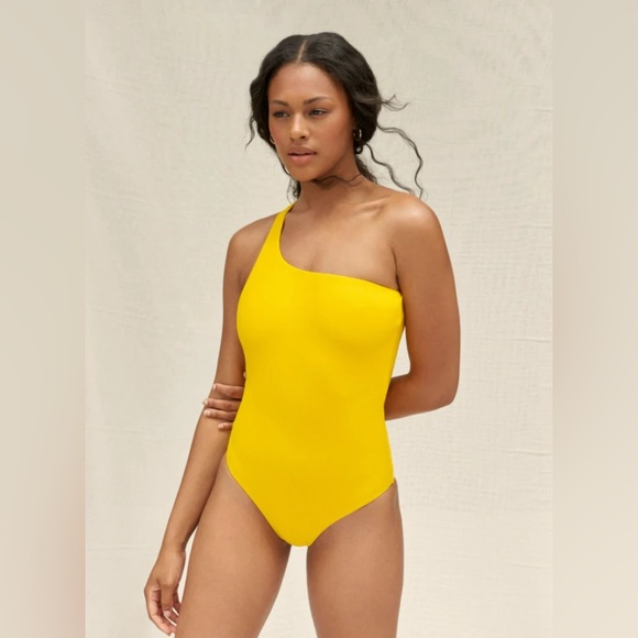 Jade Swim yellow one shoulder bathing suit- Size Medium - Picture 1 of 4